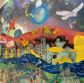 CONNECTED ECOSYSTEMS
2018
Acrylic and aerosol on wood panel.
On display at the Isleta Animal Care Facility