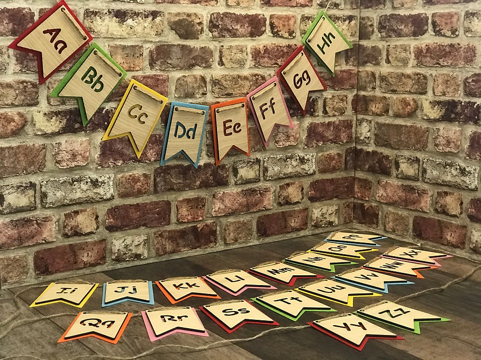 full wooden alphabet with wide felt backer