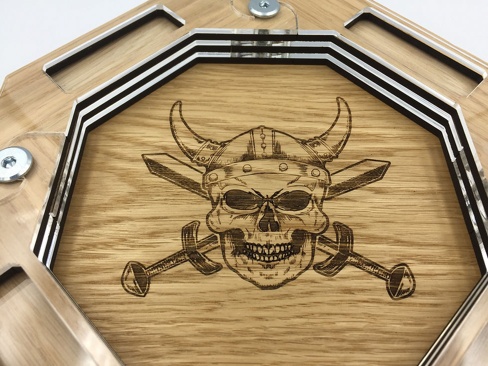 Thumbnail: THE CRYSTAL SKULL DICE TRAY IN OAK + FREE inlay