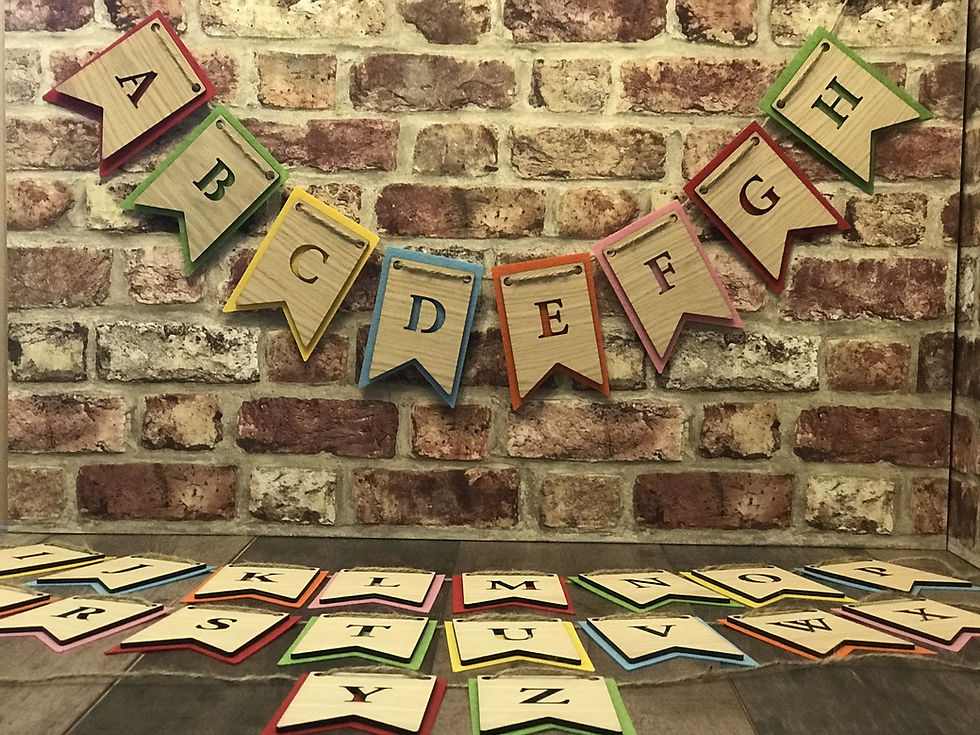 Thumbnail: full alphabet wooden bunting with wide felt flag