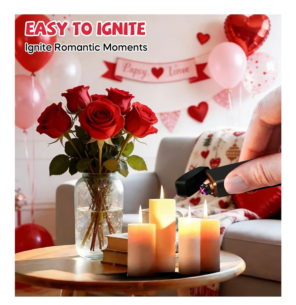 Miniaturbild: Hand igniting candles, red roses, "EASY TO IGNITE, Ignite Romantic Moments".