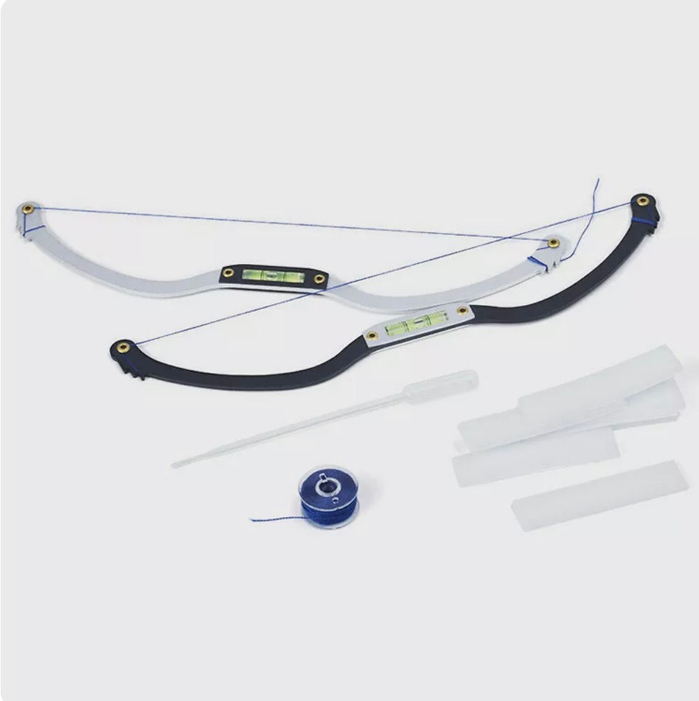 Miniaturebillede: Two bows and accessories on a white surface, blue and white bows.