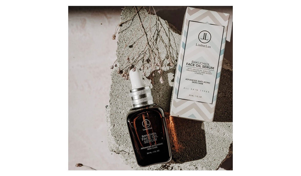 Thumbnail: Face oil serum and box on a rough surface, product shot background.