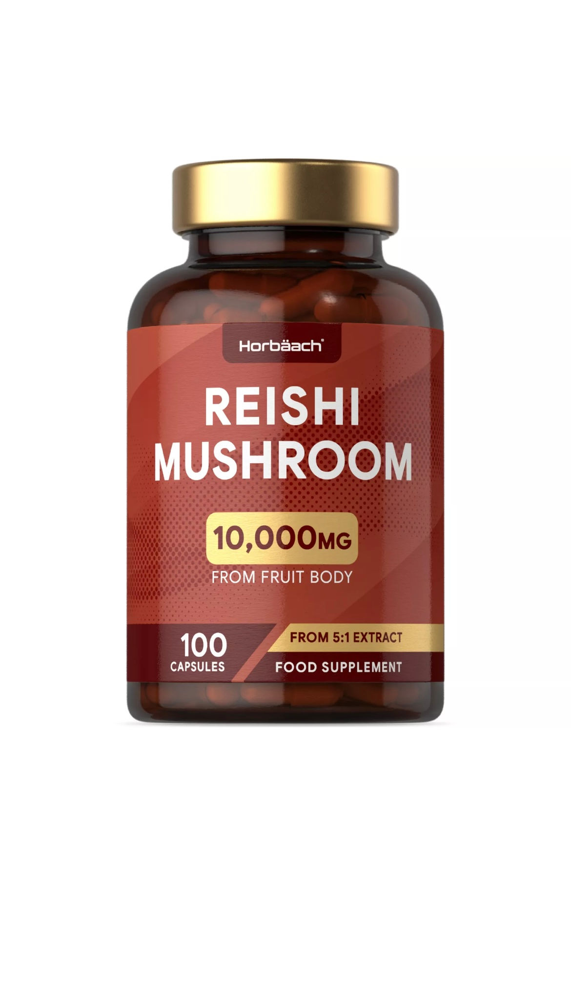 Reishi Mushroom Capsules 10,000mg | 100 Count | High Strength | By Horbaach