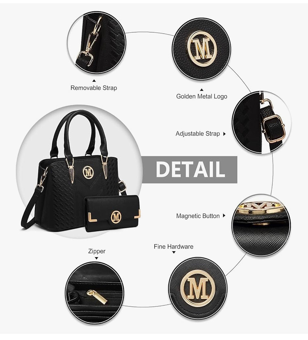 Miniaturebillede: Miss Lulu Handbag for Women, Woven and Chevron Pattern, M Logo on The Front, Top