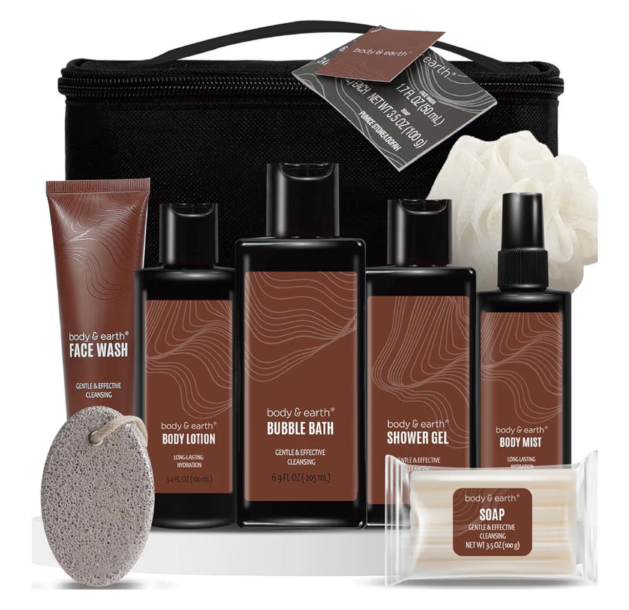 Bath and Body Gift Baskets for Men Body & Earth Sandalwood Mens Bath Set with Bo