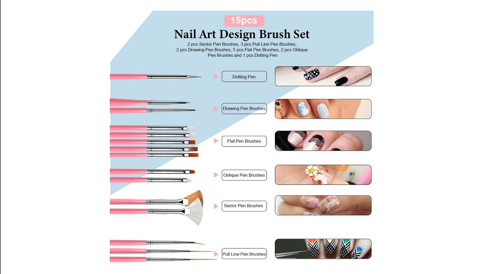Miniature : Nail Art Design Brush Set with 13pcs/Set Silver Plated Metal Rhinestone Tassel 3D Fashion Nail Art Alloy decko