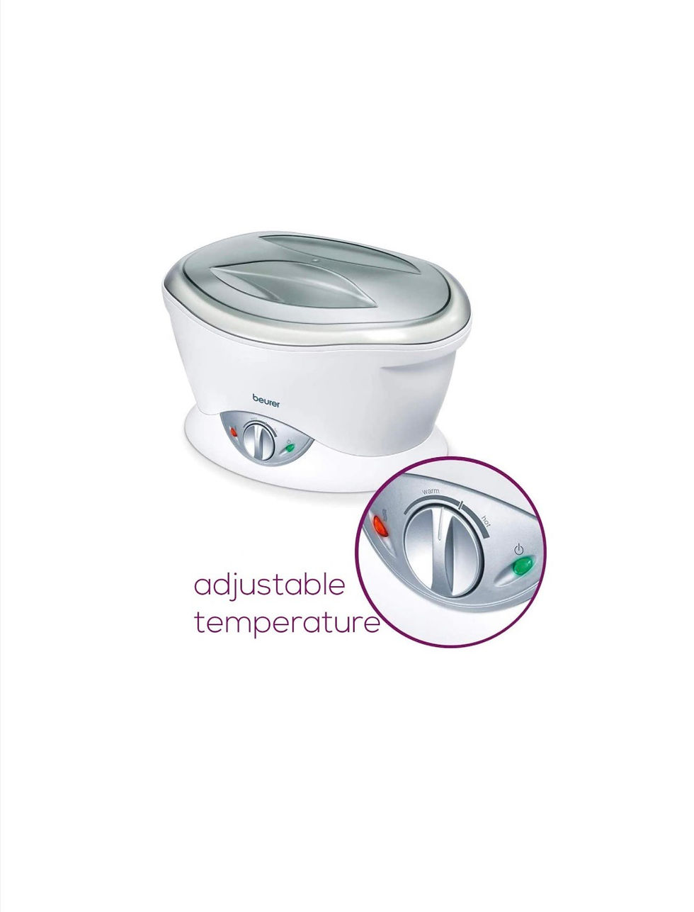 Miniature : White adjustable temperature device. Details of the temperature gauge are visible.