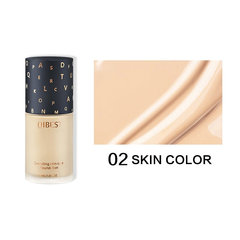 الصورة المصغرة: Foundation bottle and swatch with text: 02 SKIN COLOR. Concealer SPF50. Full coverage.