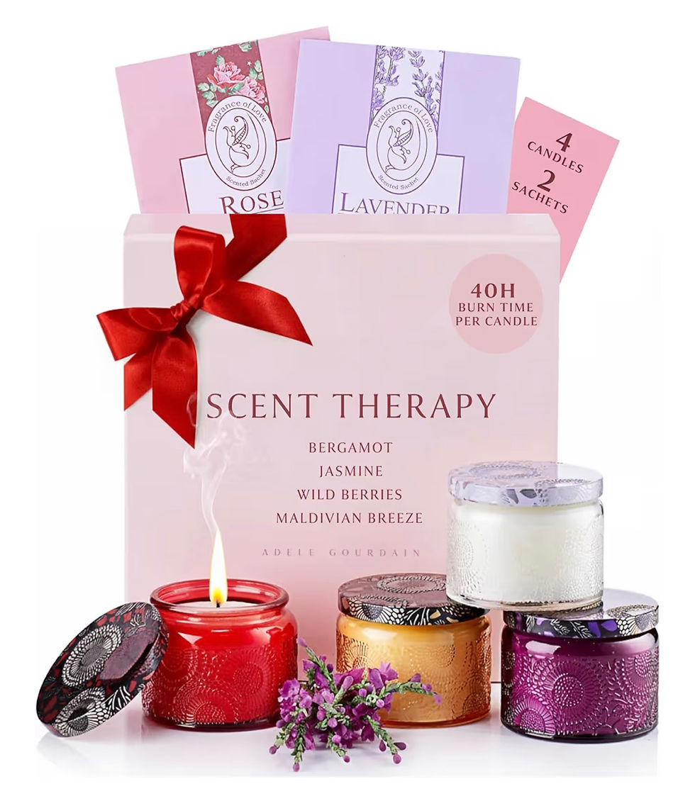 Miniaturbild: Pink Scent Therapy gift box, 40H burn time, ROSE, LAVENDER candles.