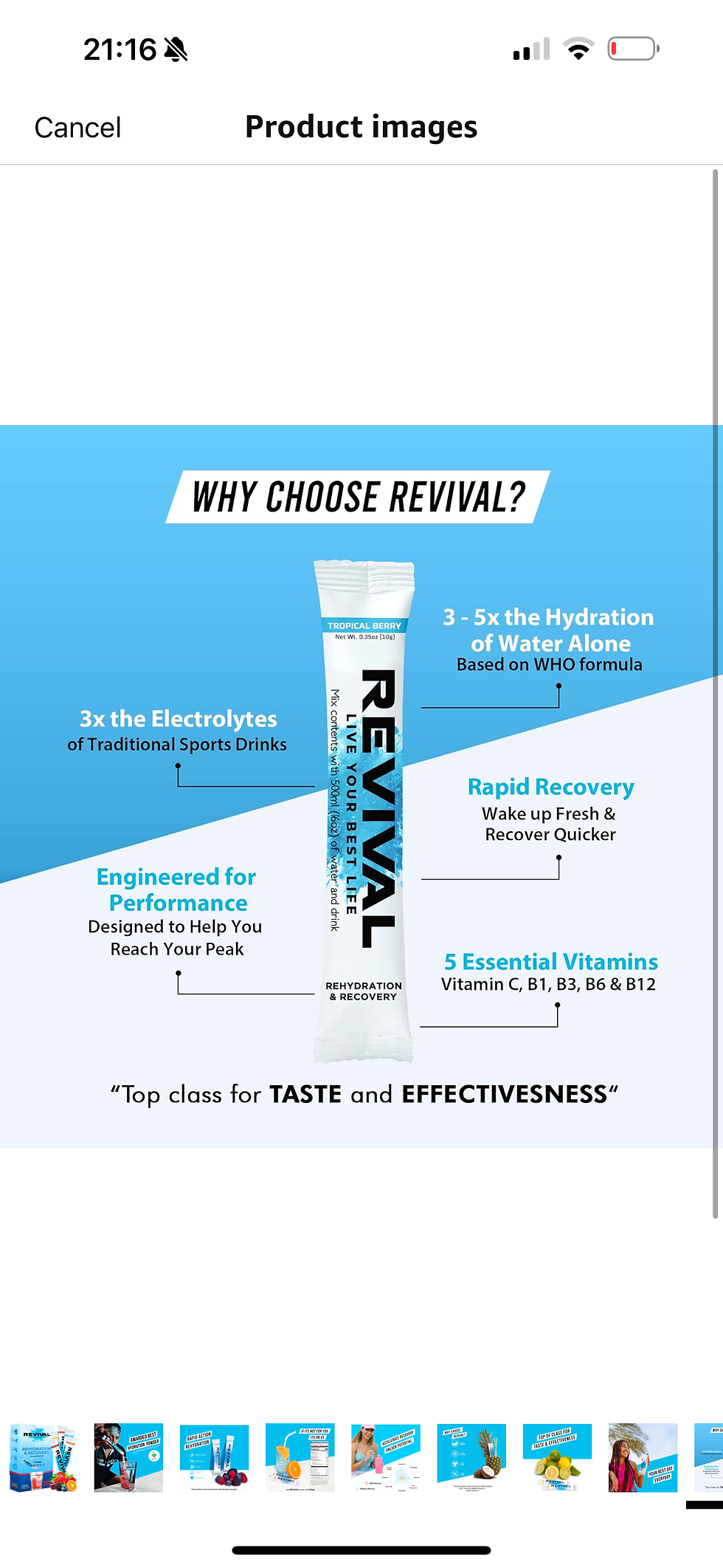 Miniatyrbild: REVIVAL electrolyte drink packet. Why choose REVIVAL? Engineered for performance and taste.