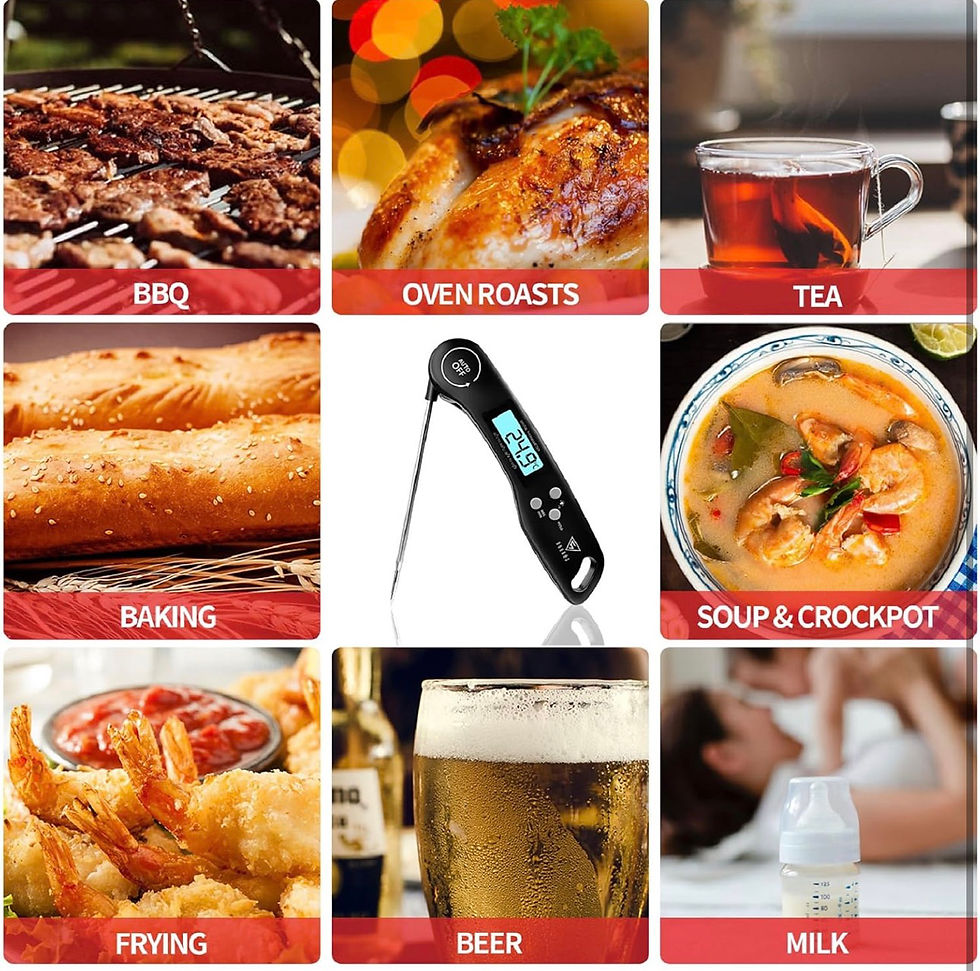 Thumbnail: DOQAUS Meat Thermometer, 3s Instant Read Food Thermometer-Backlit LCD, Foldable 