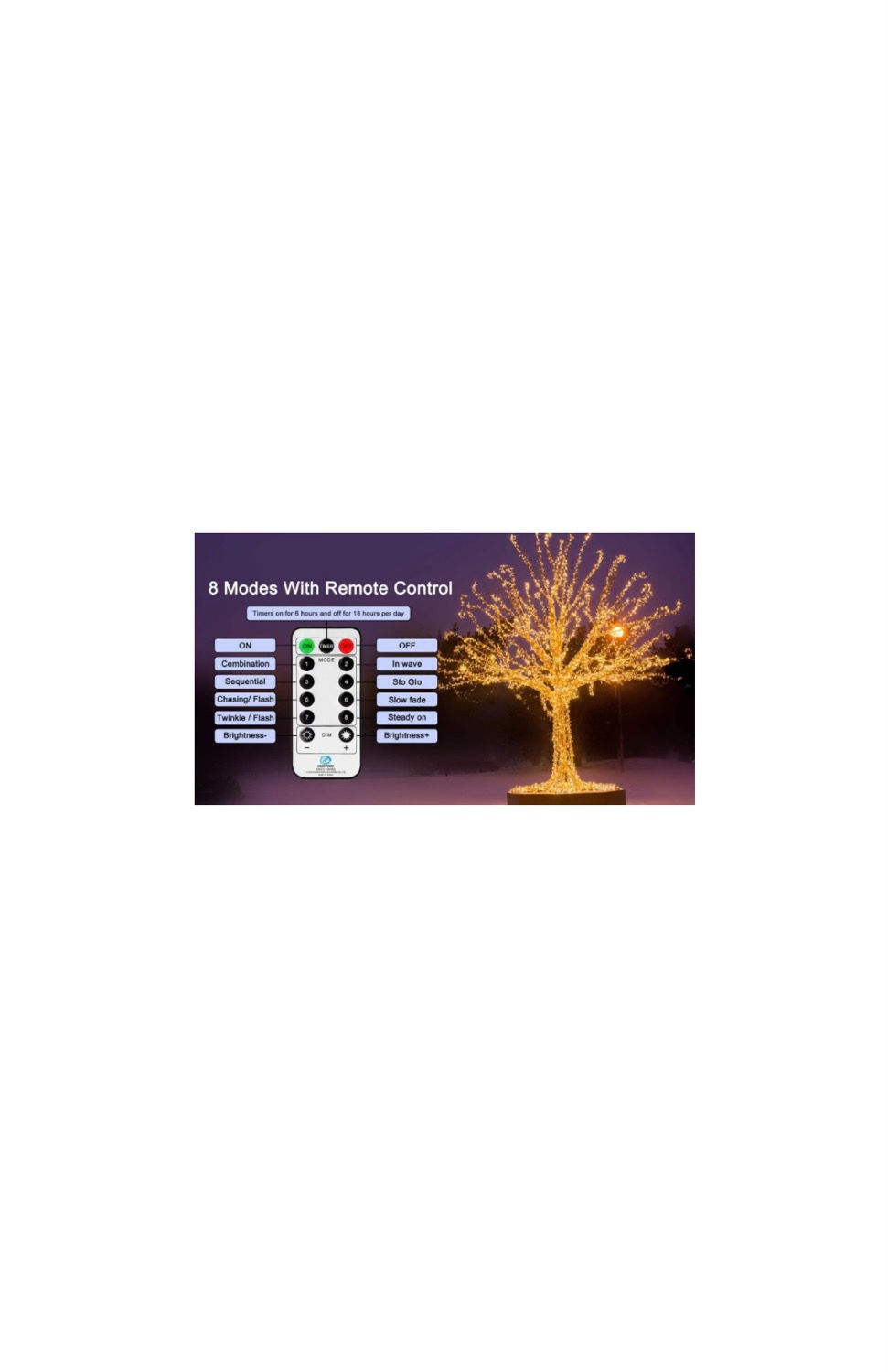 Миниатюра: Lit tree with remote control, 3 Modes With Remote Control in display.