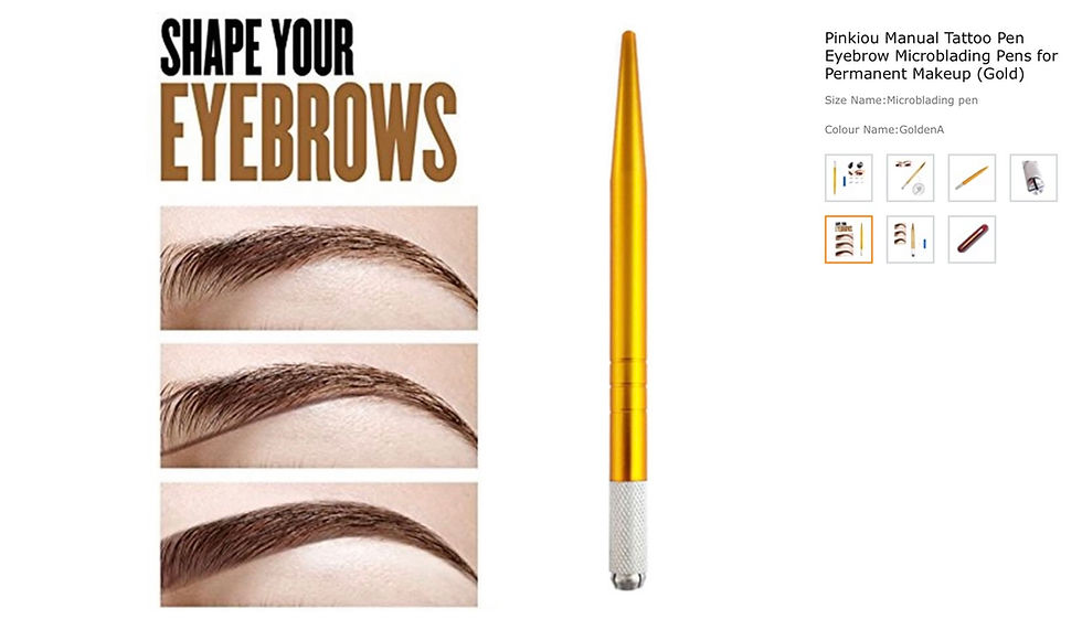 Miniatură: Shape your eyebrows with a golden pen and example eyebrow shapes.