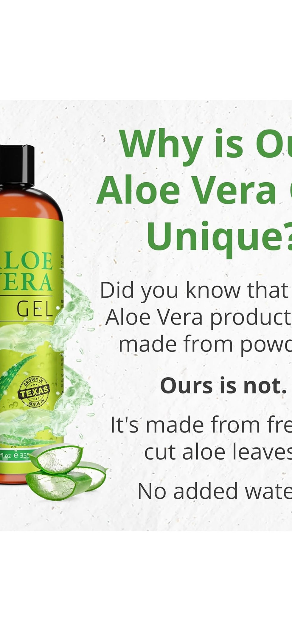 Miniature : Aloe Vera Gel bottle with text, Why is Our Aloe Vera Gel Unique?
