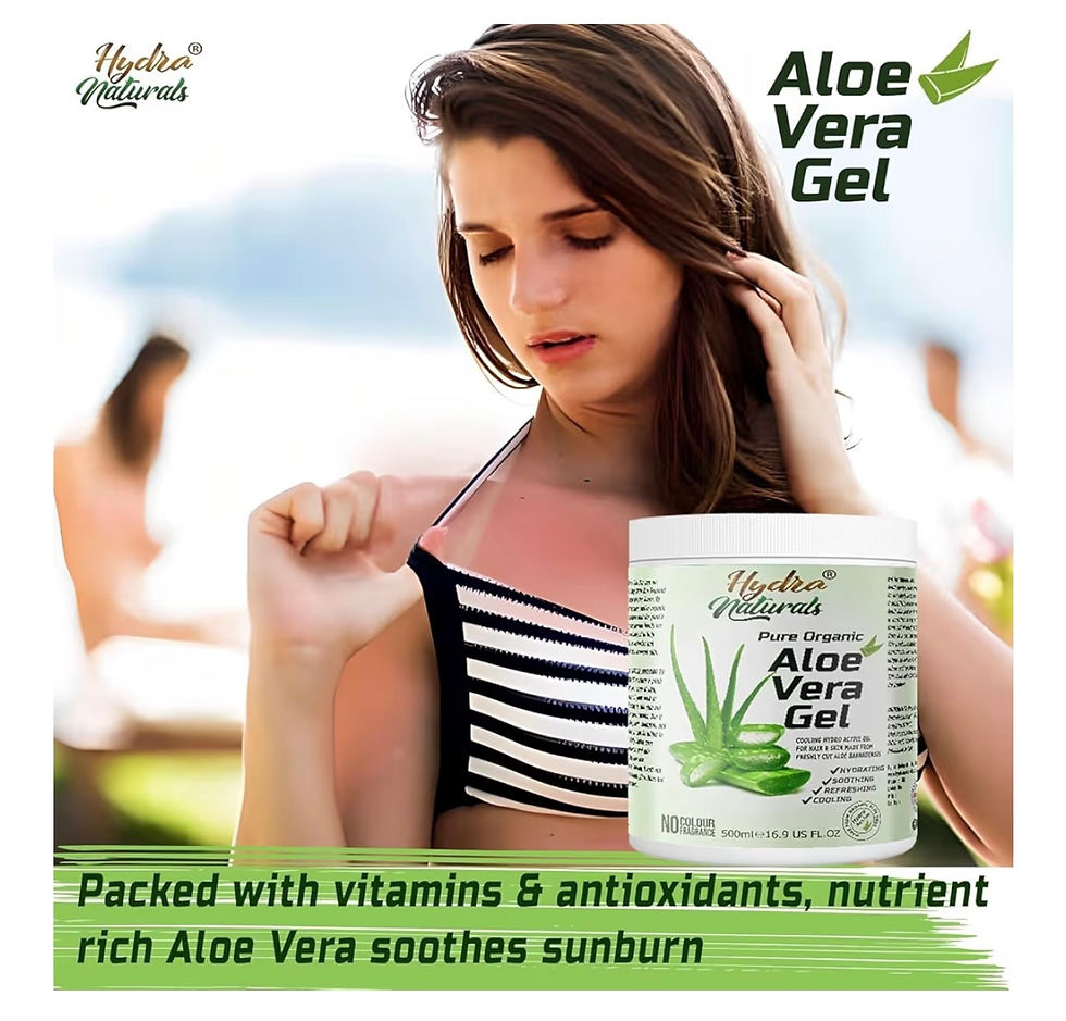 Thumbnail: Woman with "Aloe Vera Gel" bottle for soothing sunburned skin.