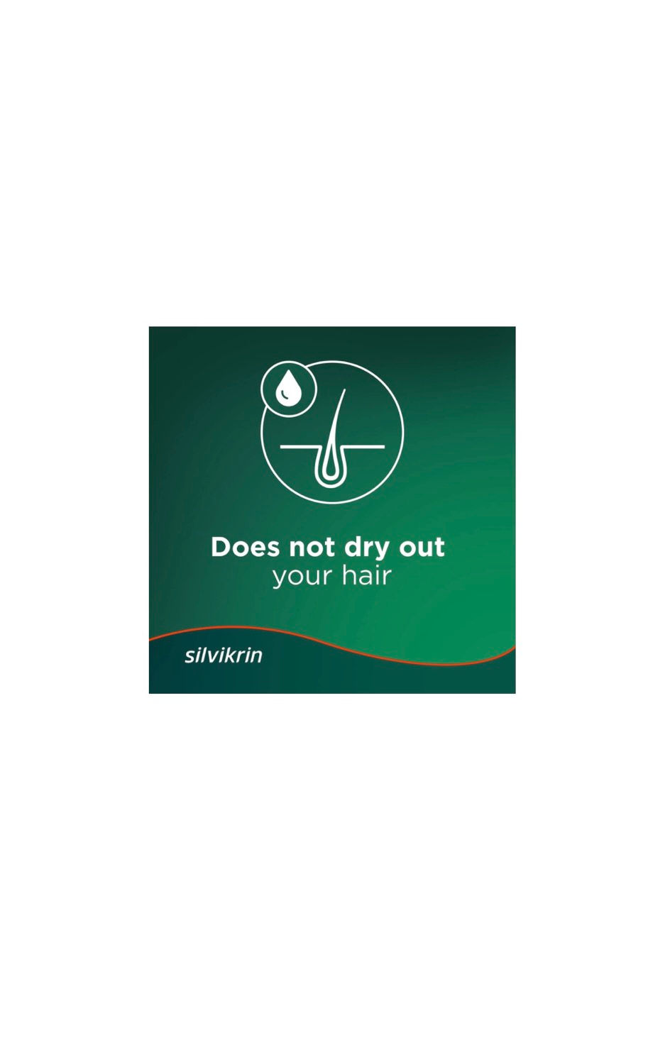 Miniaturebillede: Silvikrin product box with white text: Does not dry out your hair.