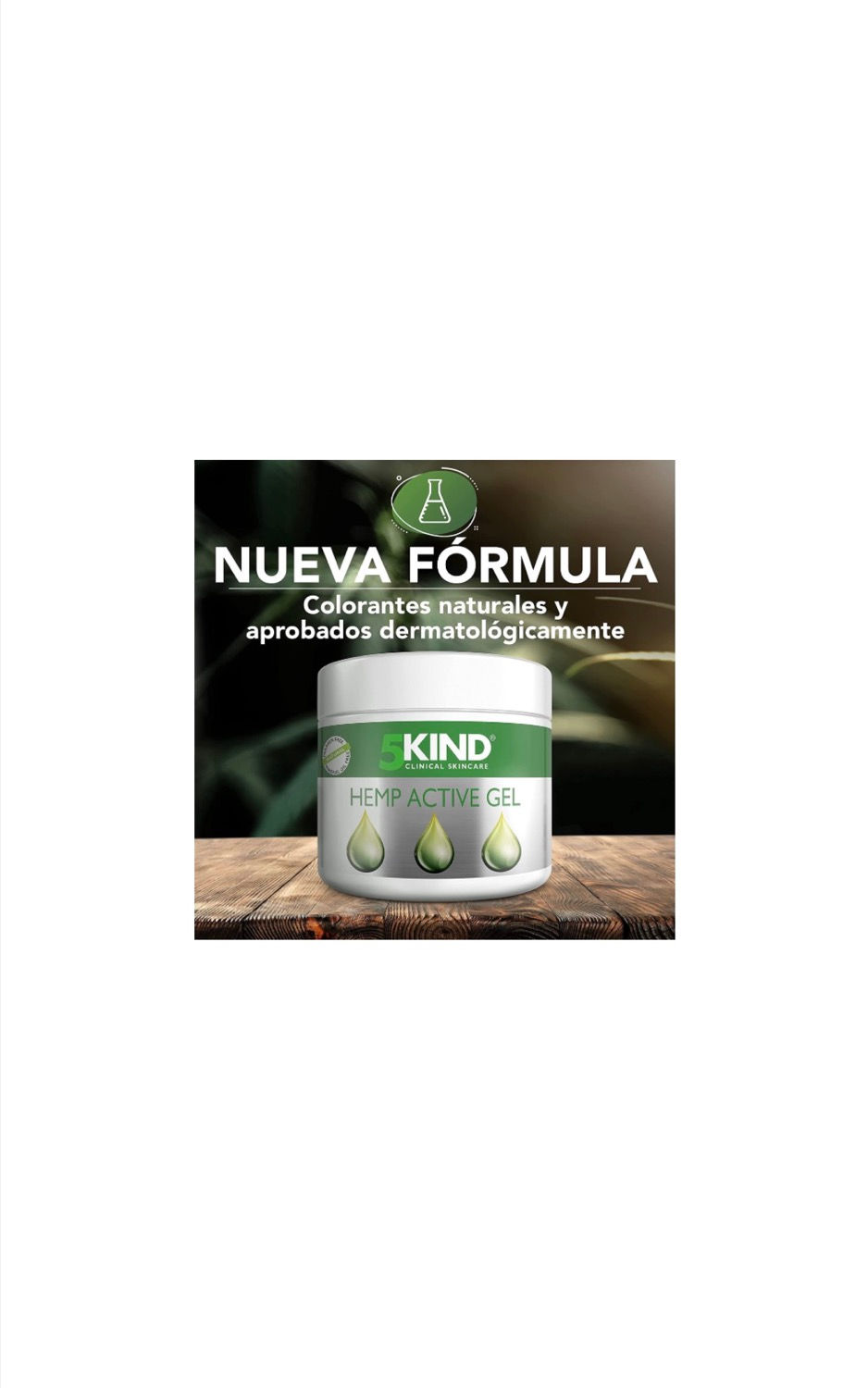 Thumbnail: White KIND cream jar with “NUEVA FÓRMULA” labeling and approved natural ingredients.