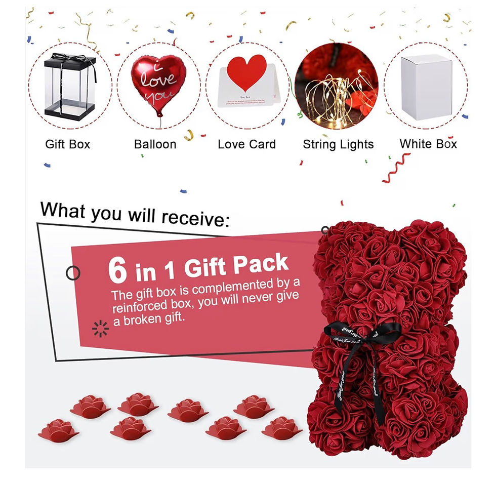 Miniaturbild: Red rose bear 6 in 1 Gift Pack, "I LOVE YOU" balloon.