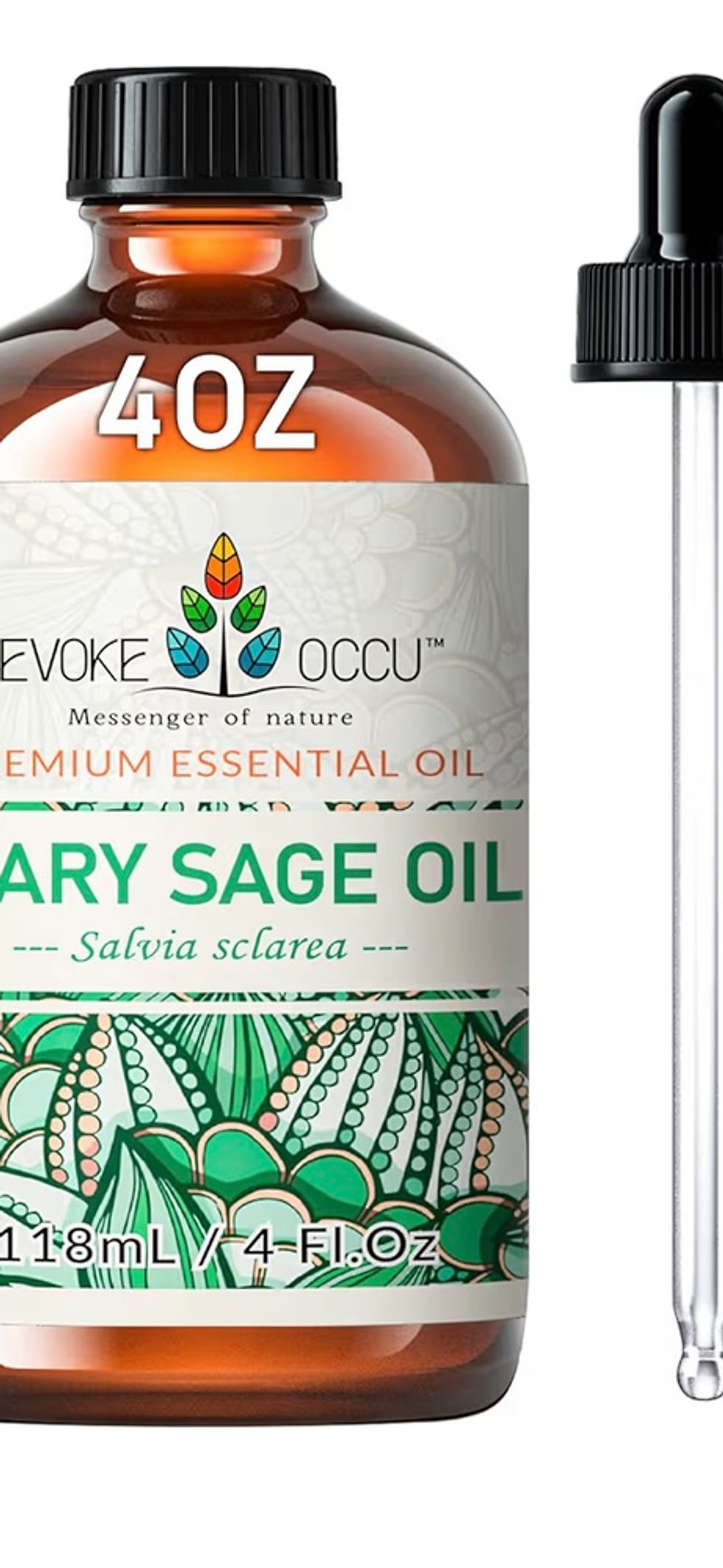 Thumbnail: 40 oz Evoke Goodness Clary Sage Oil with a dropper bottle for use.
