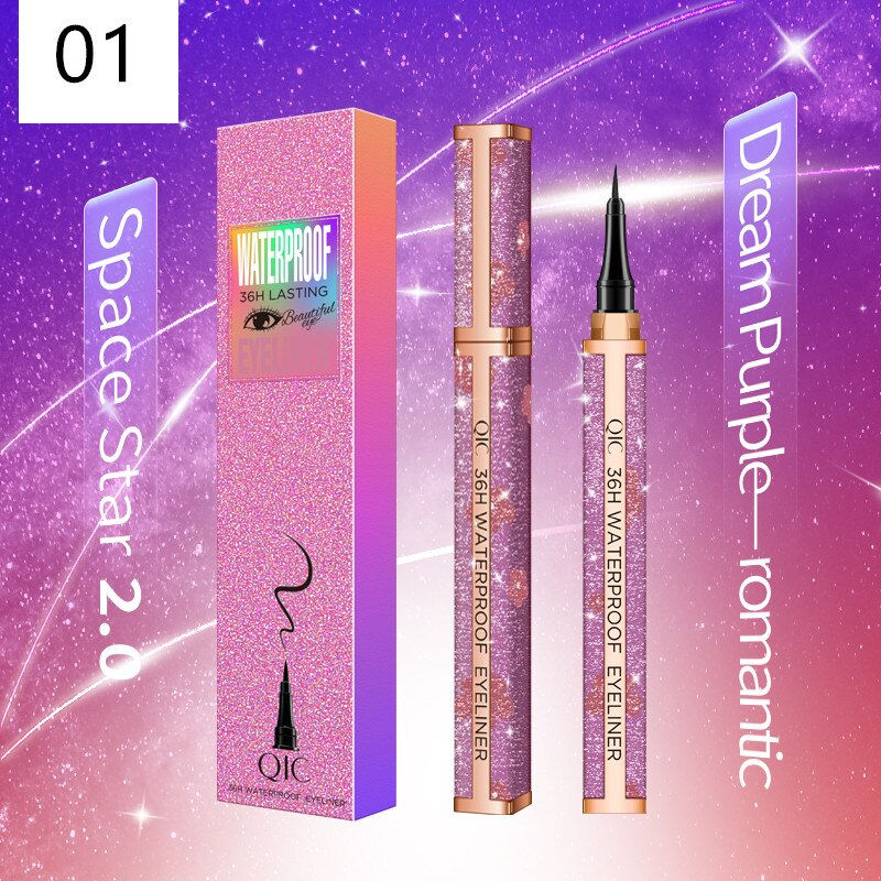 Thumbnail: Space Star 2.0 and Dream Purple romantic eyeliner product shot 01, pink background.