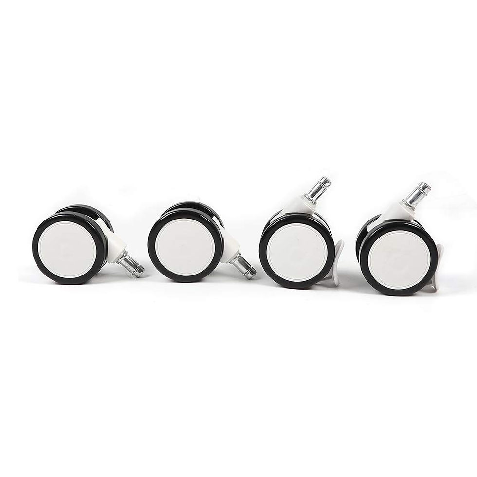 Miniatura: Four white caster wheels on a white surface, ready to use