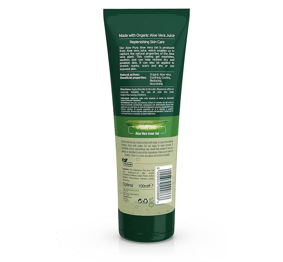 Миниатюра: Back of green product tube with detailed product information and barcode.
