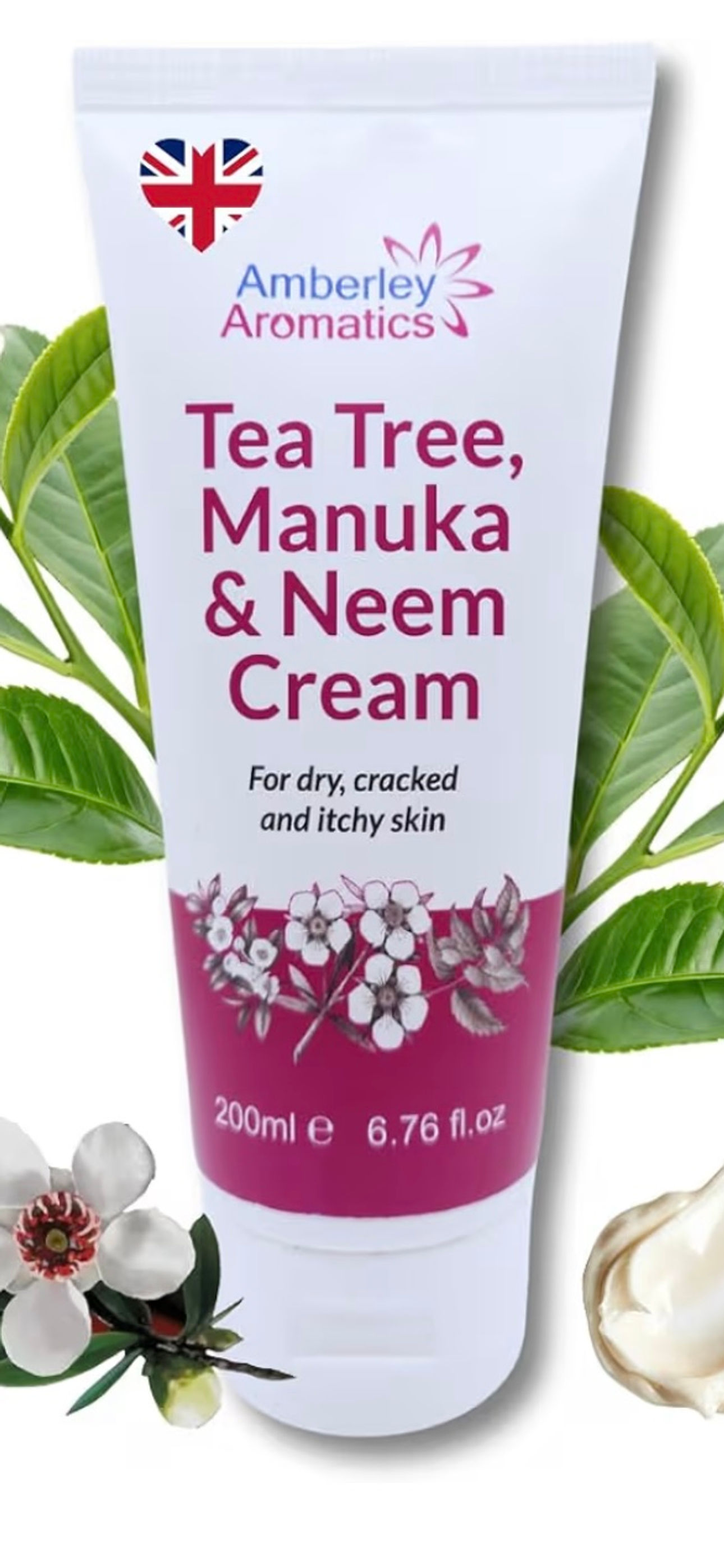 Tea Tree, Manuka & Neem Cream (200ml) -Antibacterial, Anti-fungal, Antiseptic, A