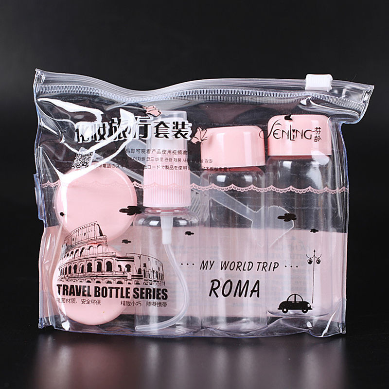 7pcs/Set Travel Mini Makeup Cosmetic Face Cream Pot Bottles Plastic Transparent