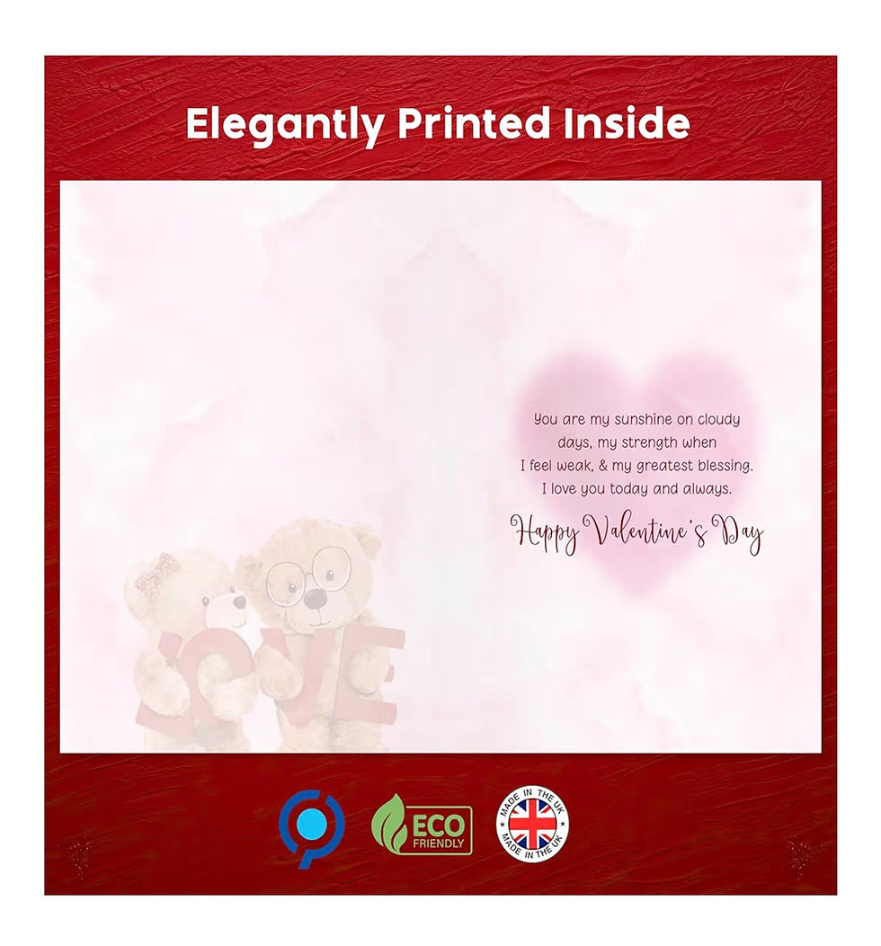 Miniatură: Elegantly Printed Inside Valentine's Day card with bears and heart.