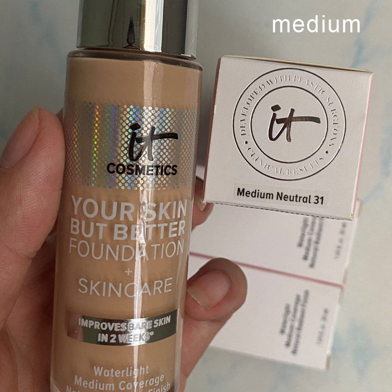 Miniaturbild: IT Cosmetics Foundation bottles, medium, Medium Neutral 31 boxes, skincare product.