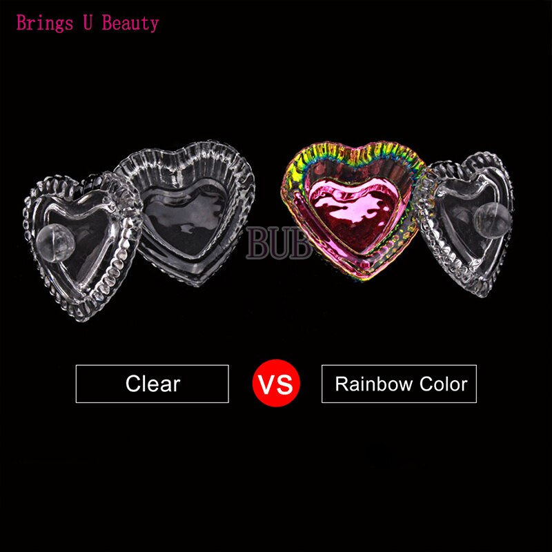 Miniatyrbild: Heart-shaped earrings Clear vs Rainbow Color with visible text: Clear VS Rainbow Color