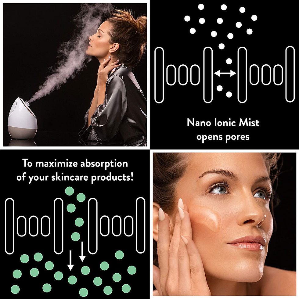 Thumbnail: Woman with facial humidifier, Nano Ionic Mist to open pores for absorption.