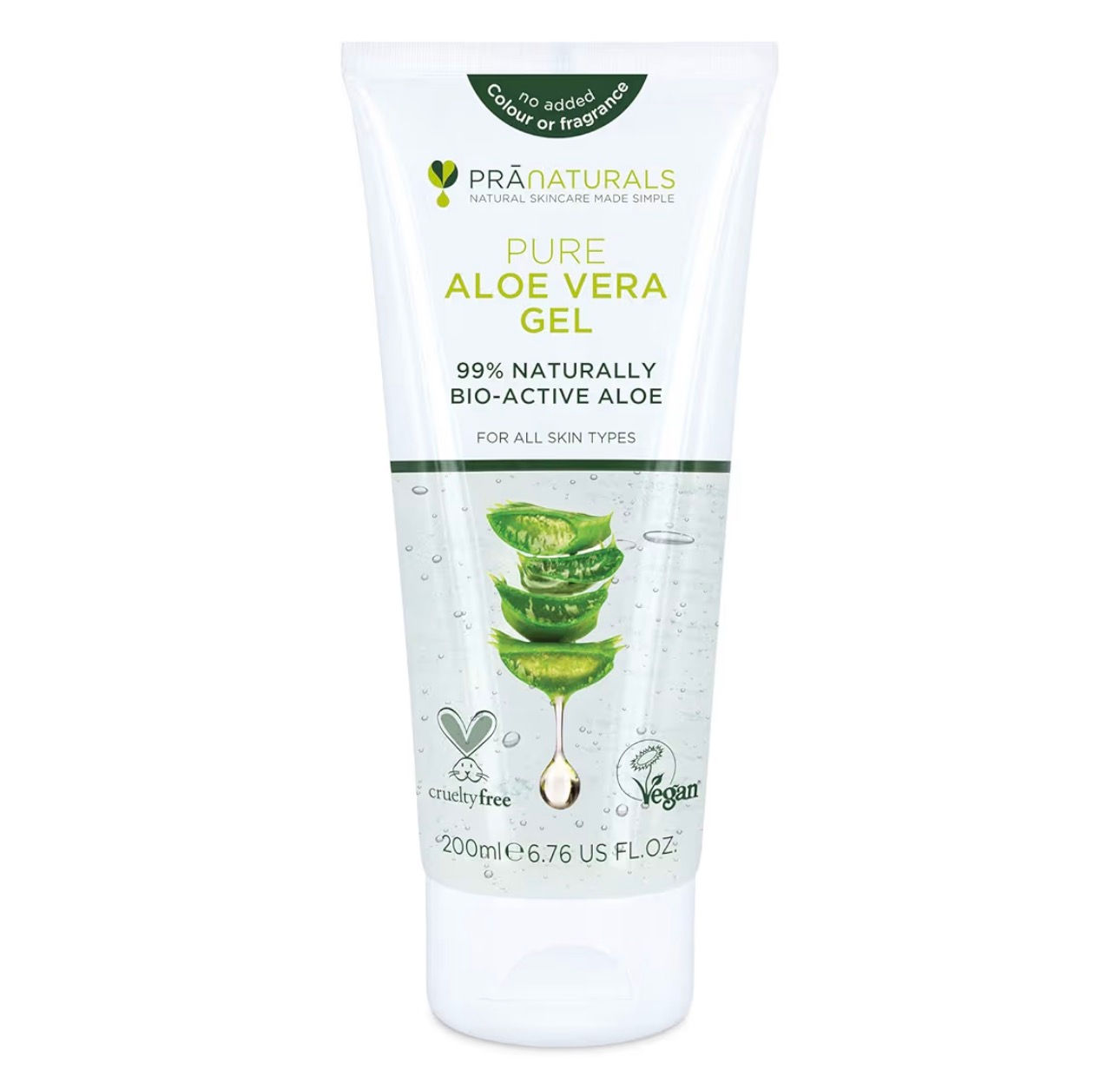 White tube PAA NATURALS Pure Aloe Vera Gel, 99% Bio-Active Aloe.