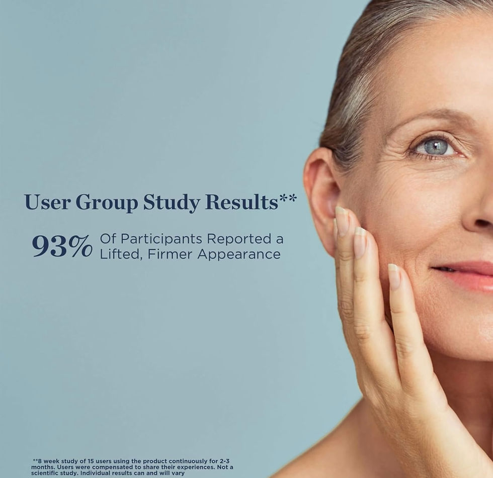 Miniaturebillede: Woman's face with text: 93% of participants reported a lifted, firmer appearance.