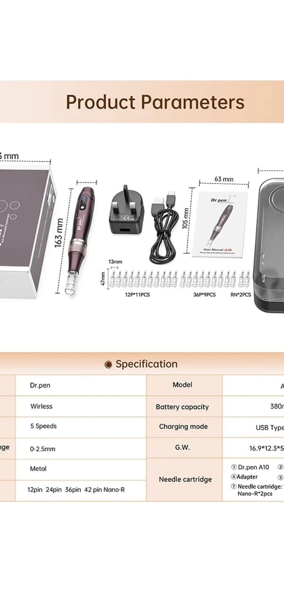 Miniatura: Product Parameters and Specification details of a beauty product setup.
