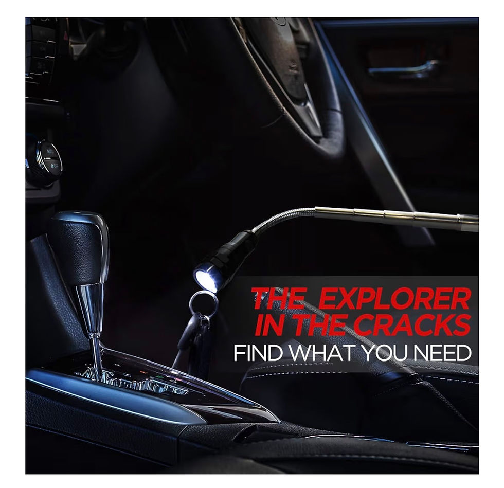 Miniaturbild: Car interior with "THE EXPLORER IN THE CRACKS FIND WHAT YOU NEED".