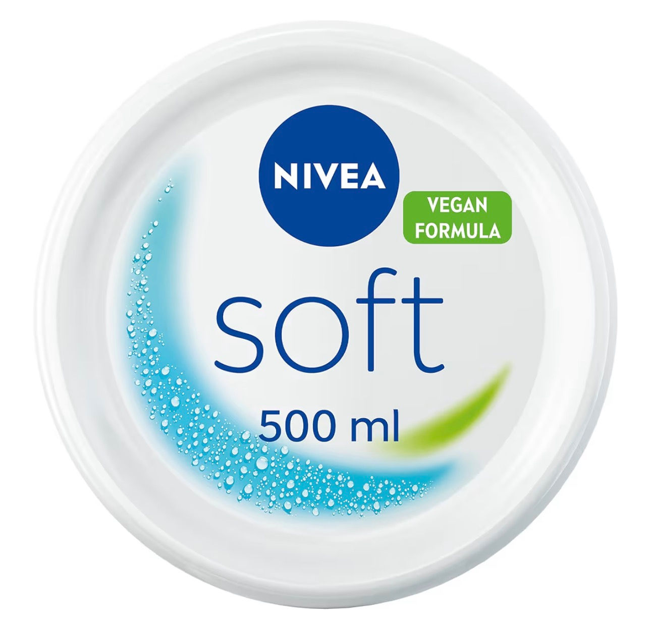 NIVEA Soft cream tub lid with VEGAN FORMULA, 500 ml.