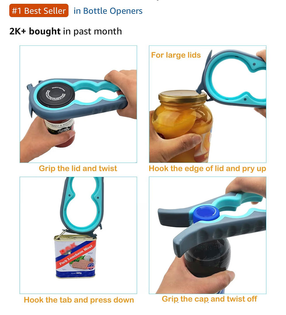 Thumbnail: Otstar Jar Opener Bottle Opener and Ring Pull Can Opener for Weak Hands Arthriti