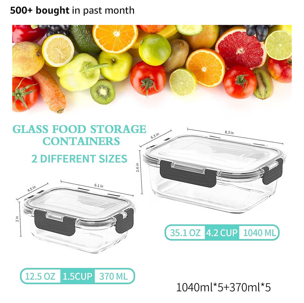 Thumbnail: Skroam 10 Pack Glass Food Storage Containers with Lids, Glass Airtight Meal Prep