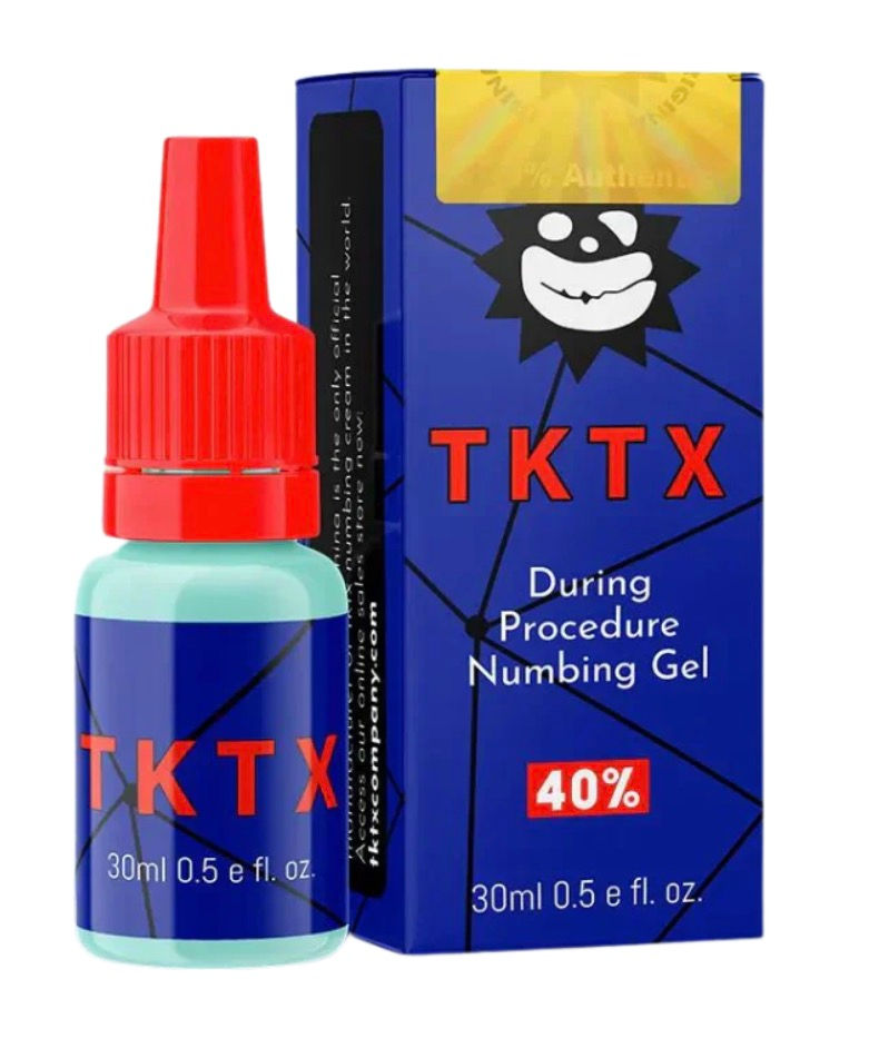 TKTX numbing gel bottle and box, 40% strength, 30ml 0.5 fl oz.