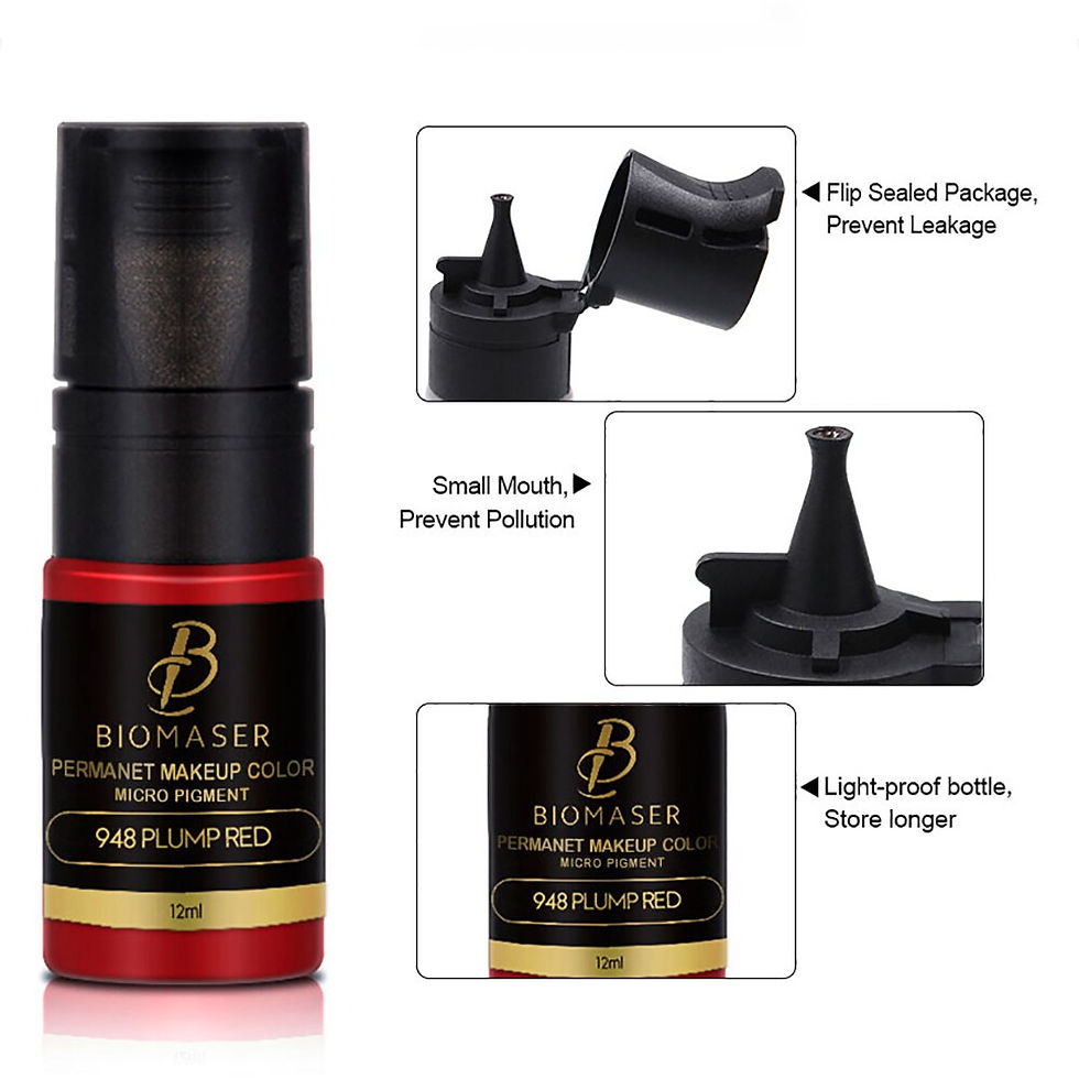 Miniaturbild: BIOMASER pigment bottle with features, HERU-RED text, small mouth, sealed package.