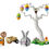 Miniatyrbild: White Lego tree with hanging Easter eggs, bunny, chick, and cart.