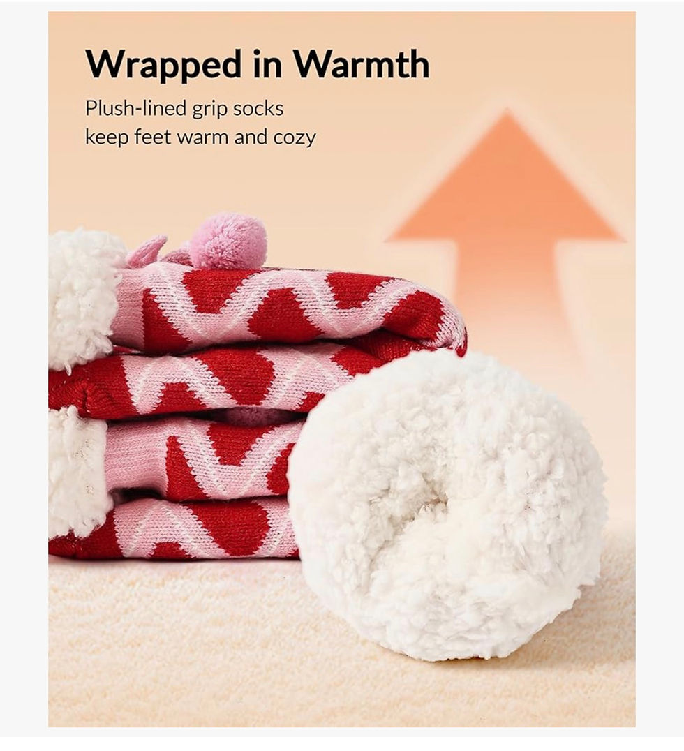 Thumbnail: Wrapped in Warmth, Plush-lined grip socks keep feet warm and cozy.