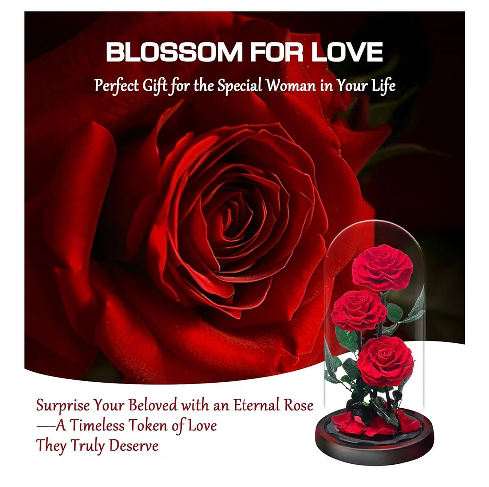 Miniaturbild: BLOSSOM FOR LOVE, eternal red roses in glass dome, perfect gift.
