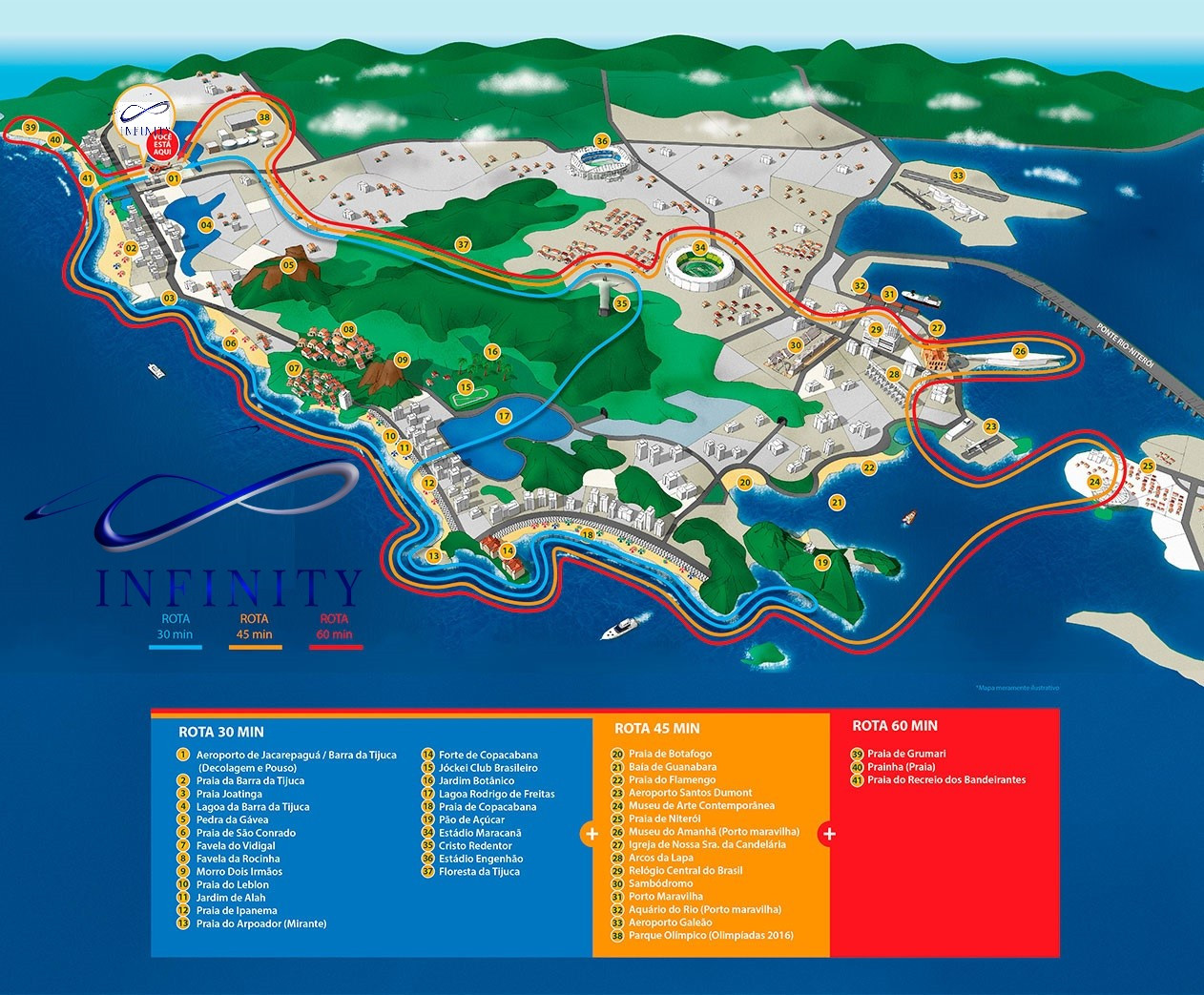 Infinity Rio - Mapa dos Passeios