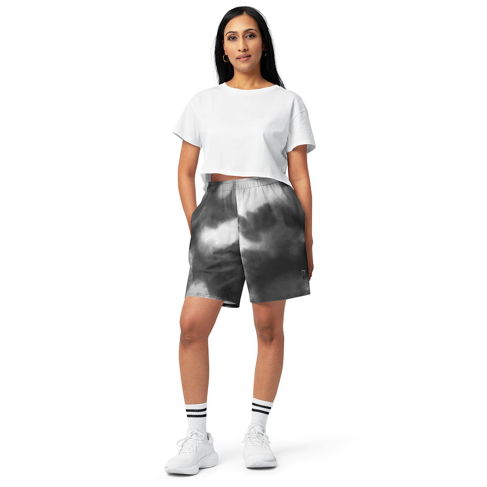 サムネイル： Black Watercolor Unisex cotton long short