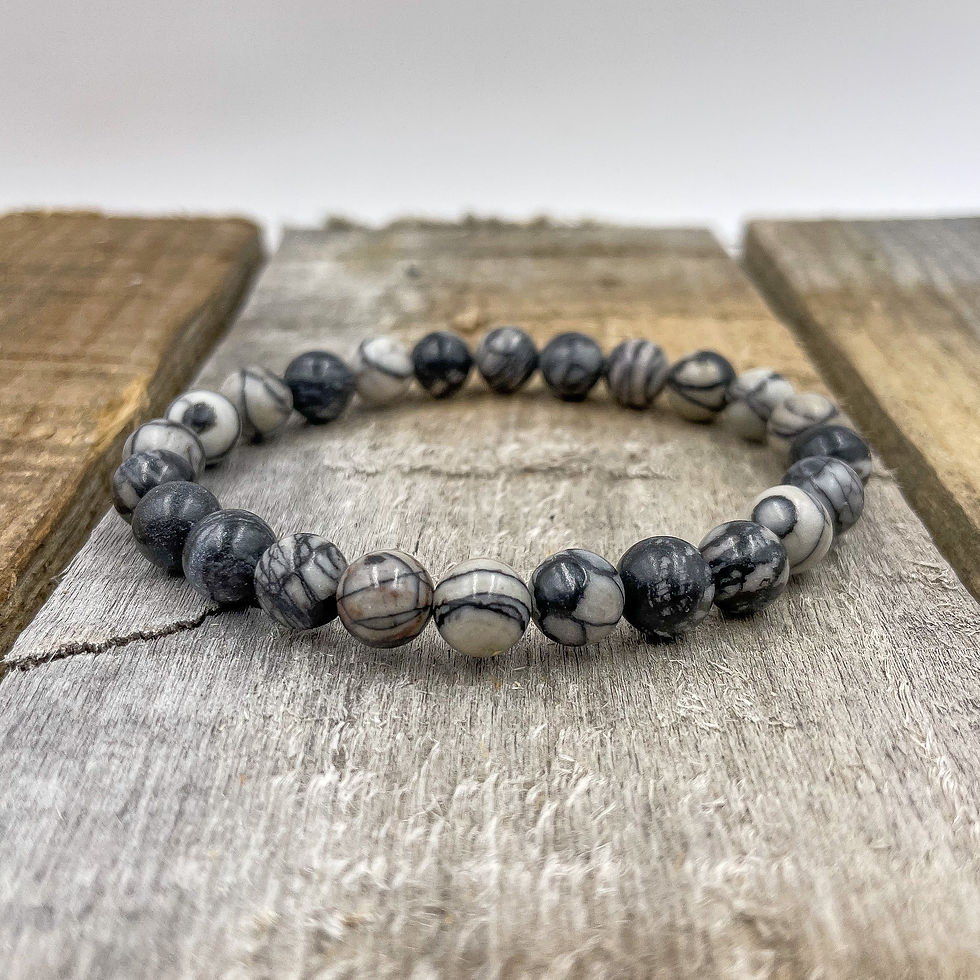 Miniatura: Union - Black Silk Stone Gemstone Beaded Bracelet