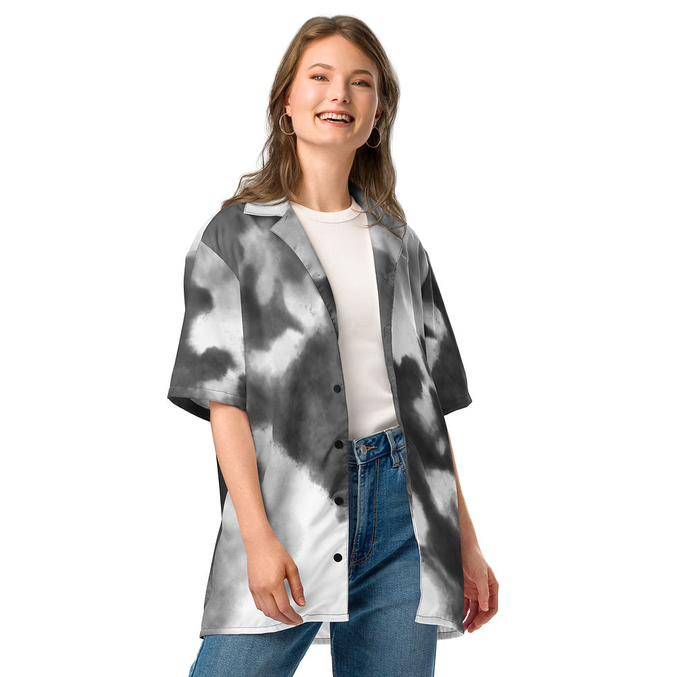 Thumbnail: Black Watercolor Unisex button shirt