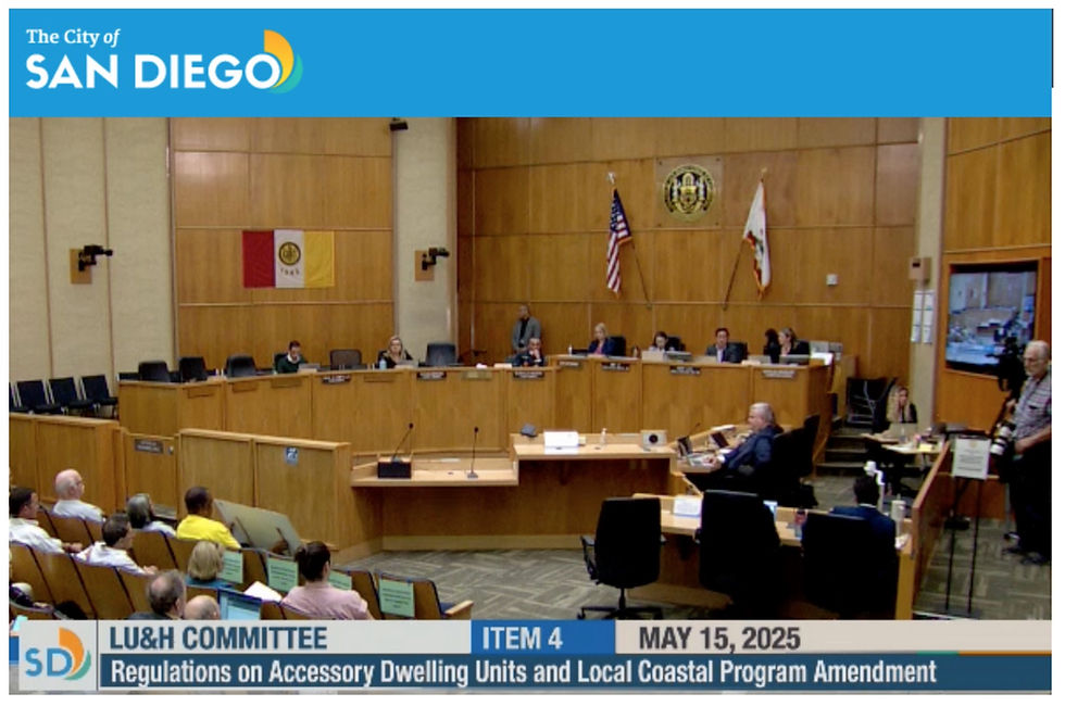 May 15 Land Use & Housing meeting. Click for video.